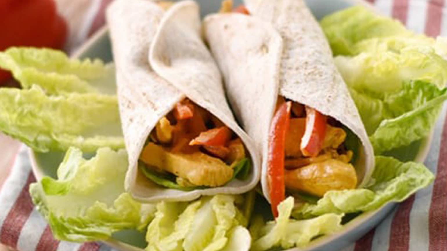 Fajitas con pollo al curry